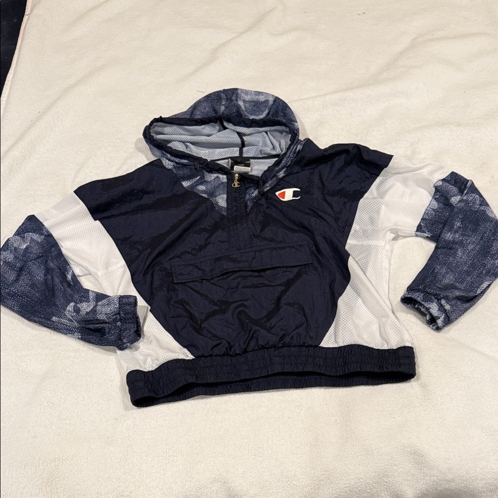 Champion Womens Blue and White Pullover Hoodie